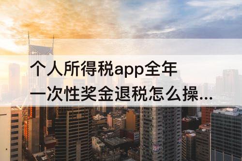 个人所得税app全年一次性奖金退税怎么操作