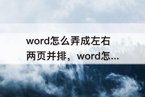 word怎么弄成左右两页并排，word怎么弄成左右两页并排打印