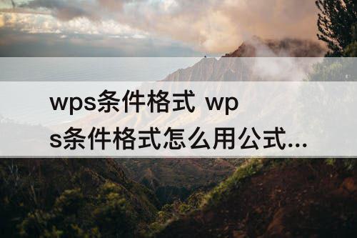 wps条件格式 wps条件格式怎么用公式设置颜色