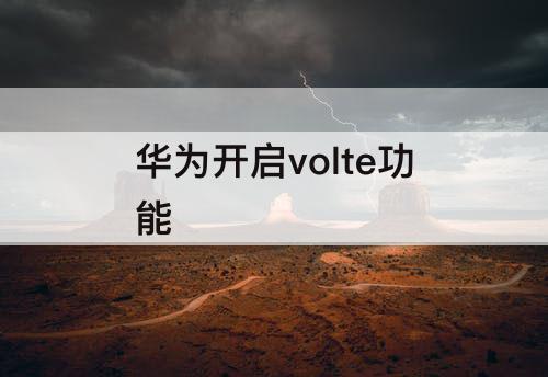 华为开启volte功能